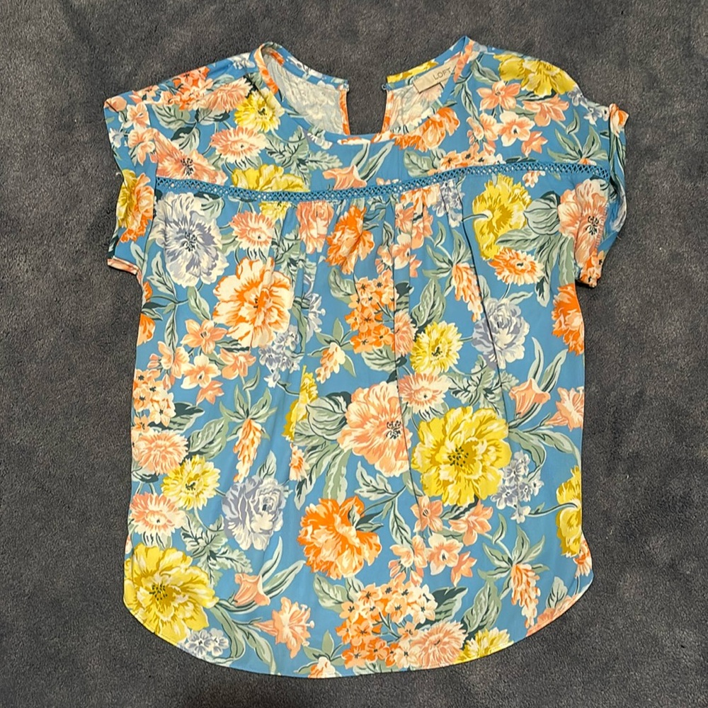 LOFT Mixed Media Floral Top